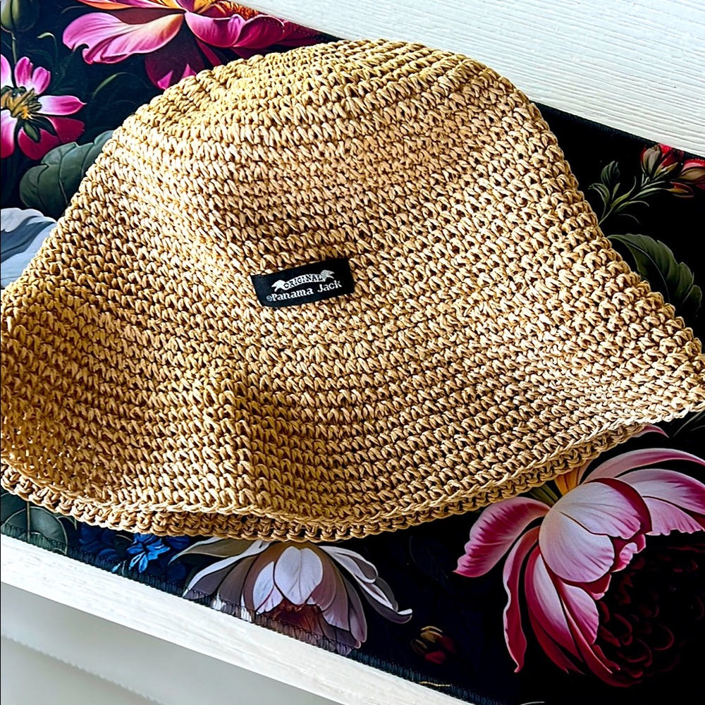 Panama Jack Tan Straw Hat Classic Beach Style